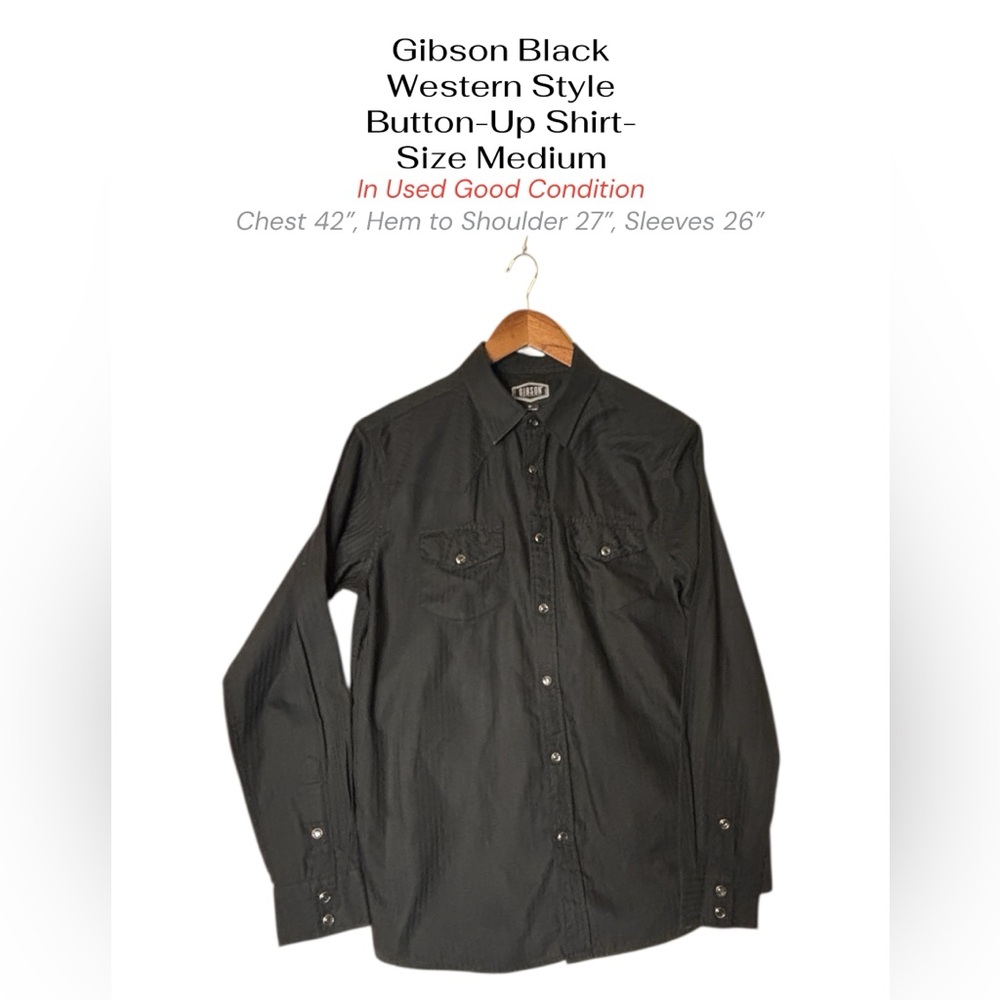 Gibson Black Western-Style Snap Button Shirt | Size Medium